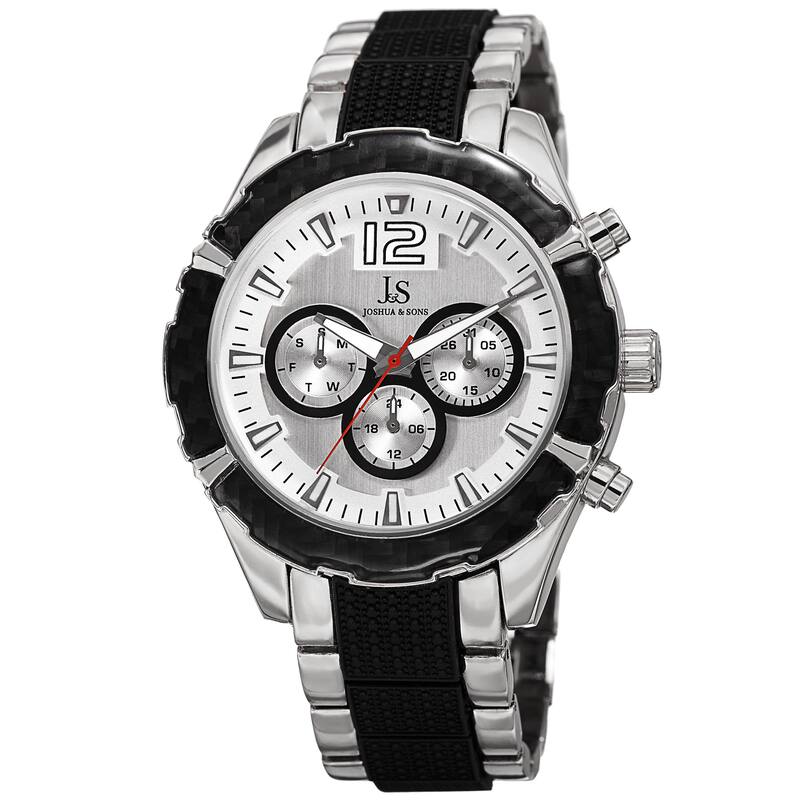 Joshua & Sons Men's Swiss Quartz Multifunction Dual-Time Two-Tone Bracelet Watch