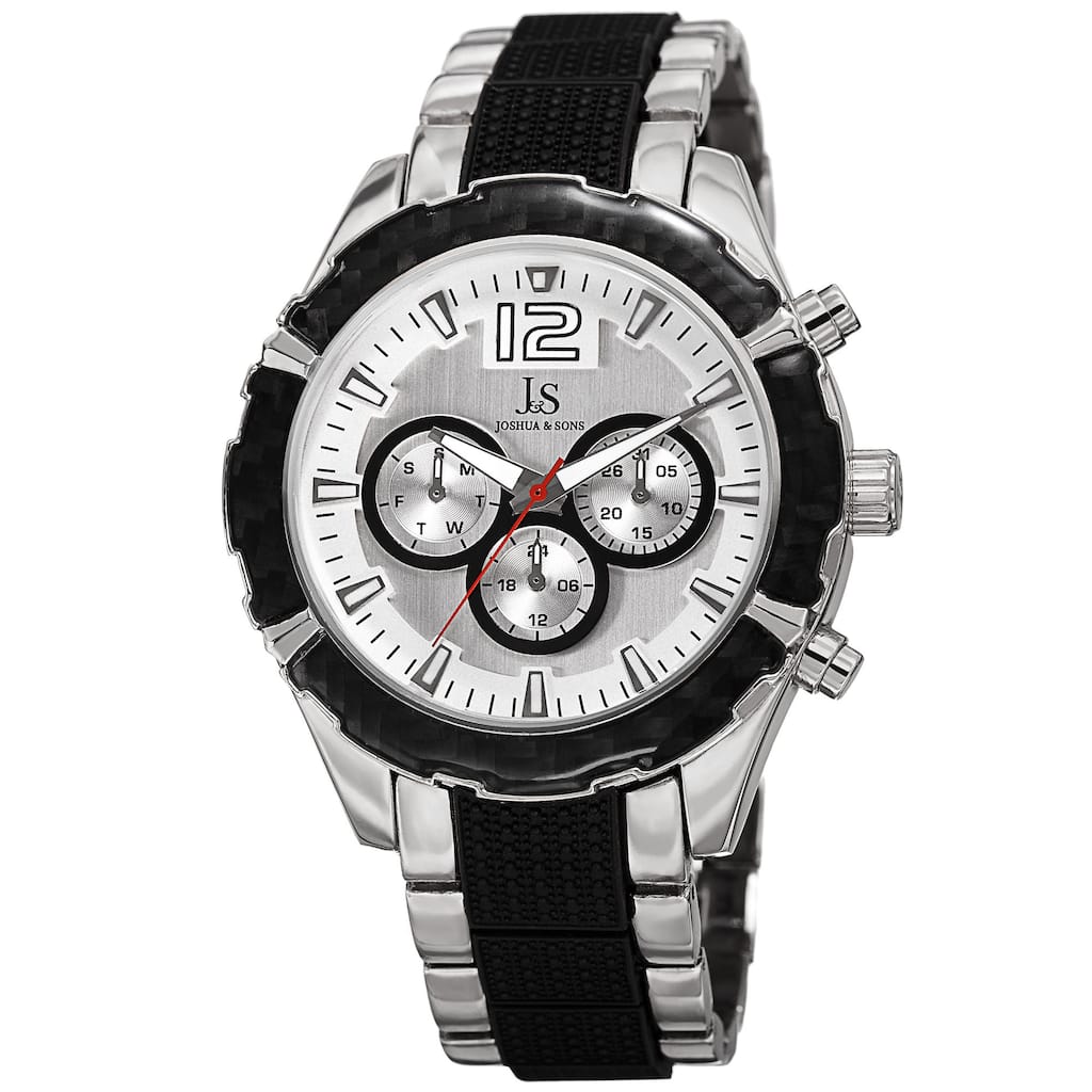 Joshua & Sons Men's Swiss Quartz Multifunction Dual-Time Two-Tone Bracelet Watch