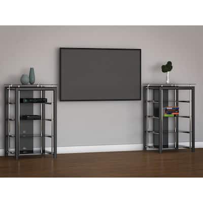 Midnight Mist Set of 2 Media Stands in Black