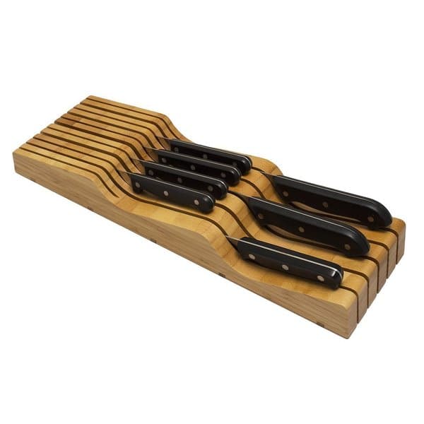 Shop Organic In Drawer Brown Bamboo Knife Block Free Shipping On