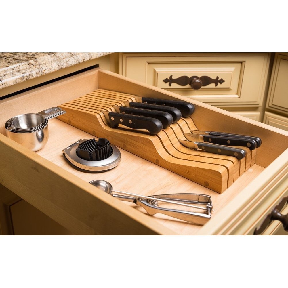 Shop Organic In Drawer Brown Bamboo Knife Block Free Shipping On