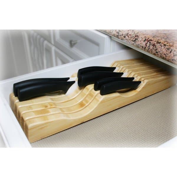 Shop Organic In Drawer Brown Bamboo Knife Block Free Shipping On