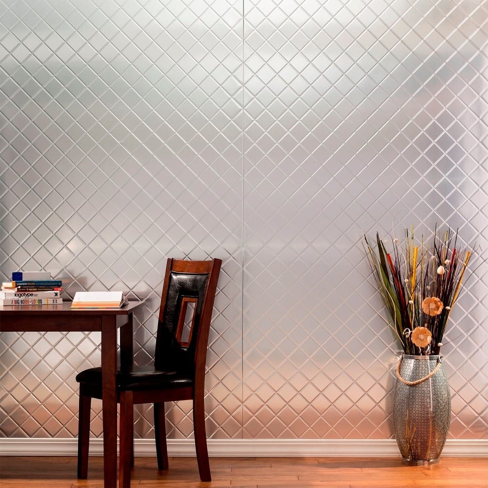 FASÄDE Quilted 4-foot x 8-foot PVC Wall Panel in Brushed Aluminum