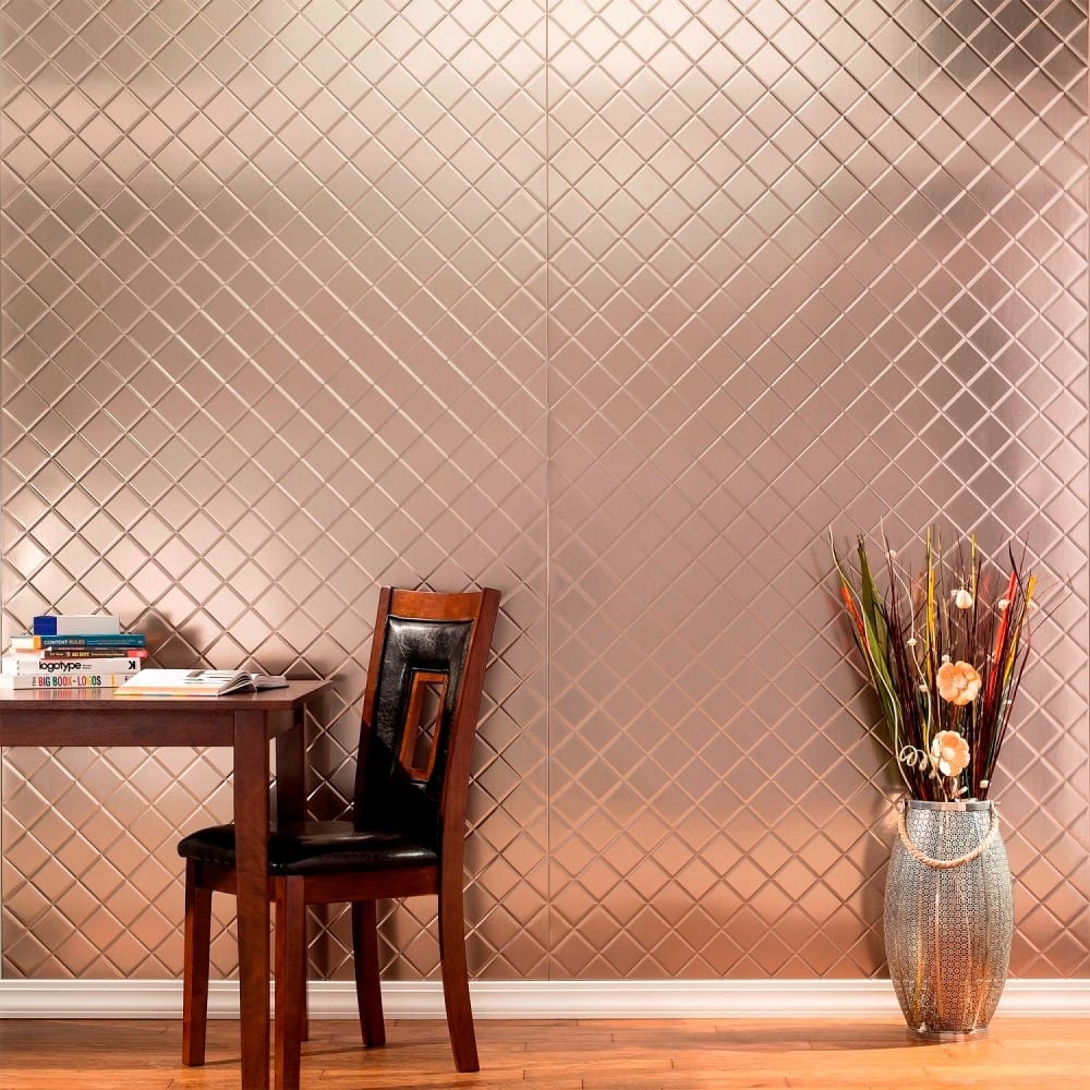 FASÄDE Quilted 4-foot x 8-foot PVC Wall Panel in Brushed Nickel