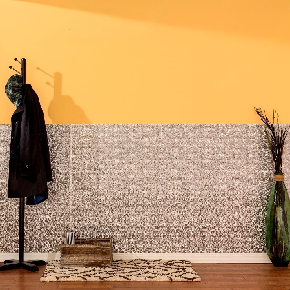 FASÄDE Hammered 4-foot x 8-foot PVC Wall Panel in Crosshatch Silver