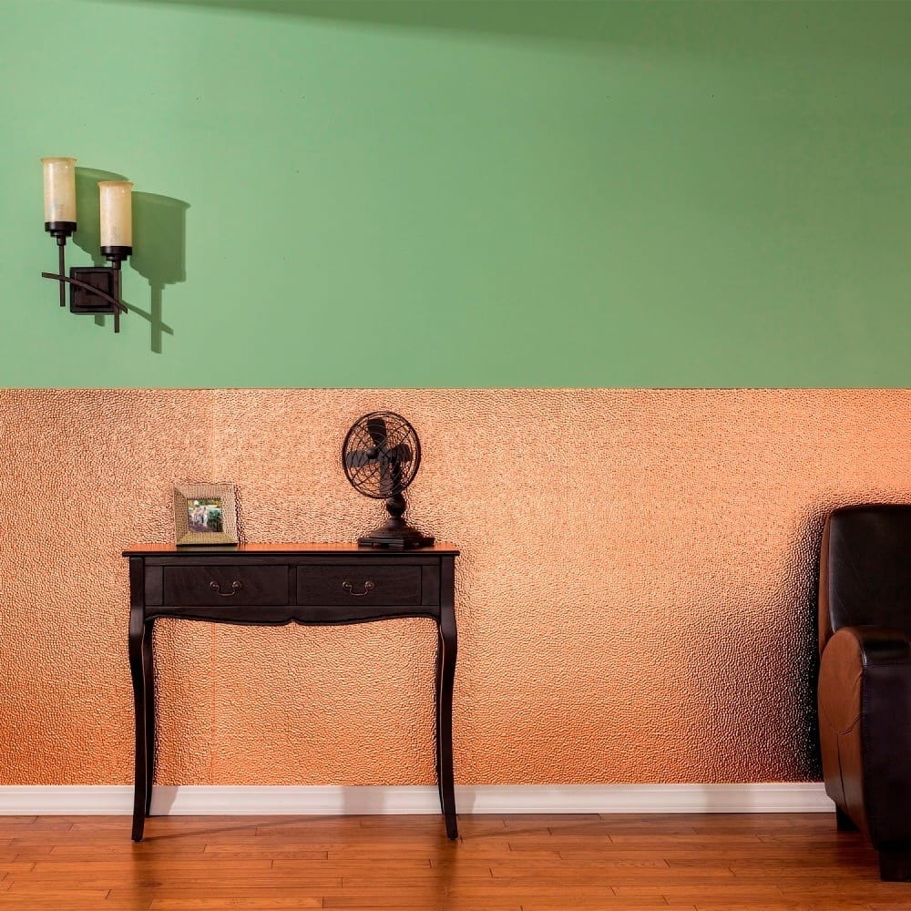 FASÄDE Hammered 4-foot x 8-foot PVC Wall Panel in Polished Copper