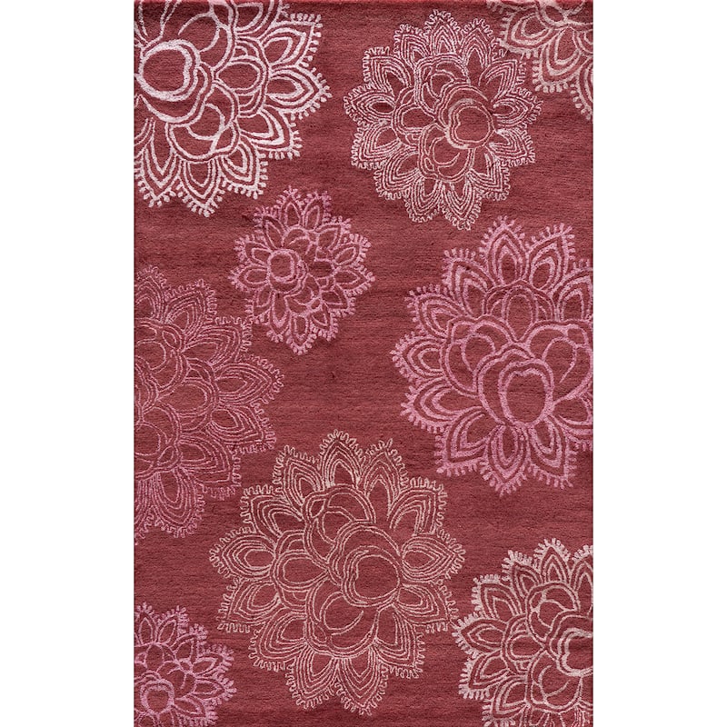 Momeni Zen Hand Tufted Wool and Viscose Floral Area Rug