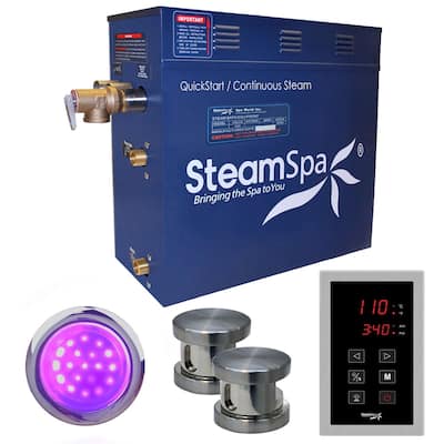 SteamSpa Indulgence 10.5 KW QuickStart Steam Bath Generator Package in Brushed Nickel