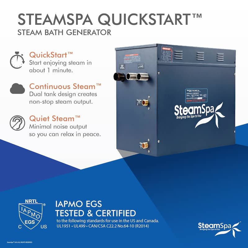 SteamSpa Oasis 10.5 KW QuickStart Steam Bath Generator Package in Oil Rubbed Bronze