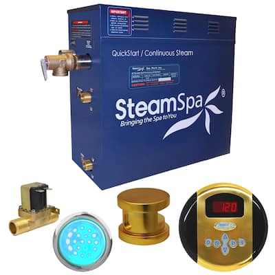 SteamSpa Indulgence 6 KW QuickStart Steam Bath Generator Package with Built-in Auto Drain in Polished Gold