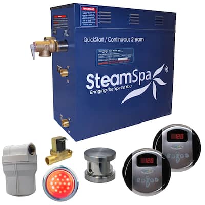 SteamSpa Royal 7.5 KW QuickStart Steam Bath Generator Package with Built-in Auto Drain in Brushed Nickel