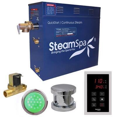 SteamSpa Indulgence 6 KW QuickStart Steam Bath Generator Package with Built-in Auto Drain in Polished Chrome