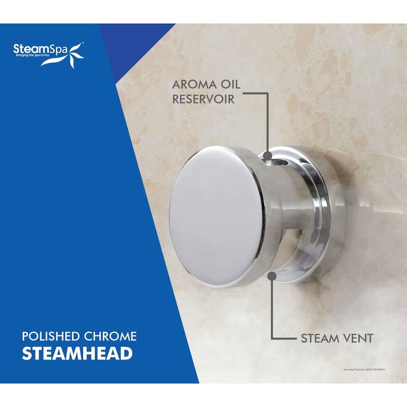 SteamSpa Oasis 7.5 KW QuickStart Steam Bath Generator Package with Built-in Auto Drain in Polished Chrome