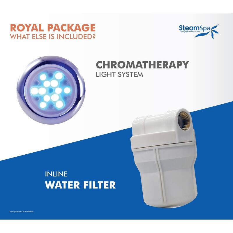 SteamSpa Royal 7.5 KW QuickStart Steam Bath Generator Package with Built-in Auto Drain in Polished Chrome
