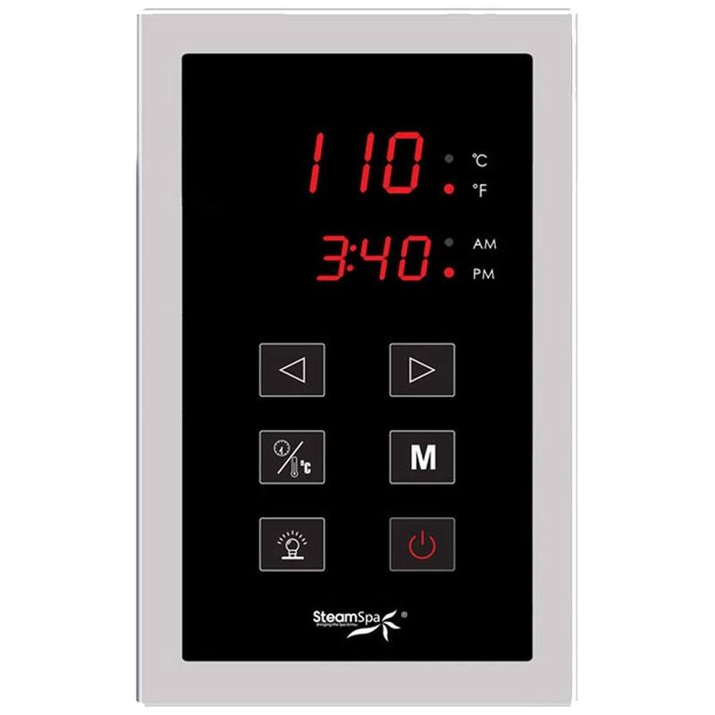 SteamSpa Oasis 10.5 KW QuickStart Steam Bath Generator Package with Built-in Auto Drain in Polished Chrome