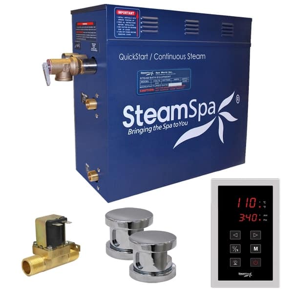 Oasis 10.5kW QuickStart Steam Bath Generator Package with Built-In Auto Drain in Polished Brushed Nickel Oasis 10.5kW QuickStart Steam Bath Generator Package with Built-In Auto Drain in Polished Brushed Nickel