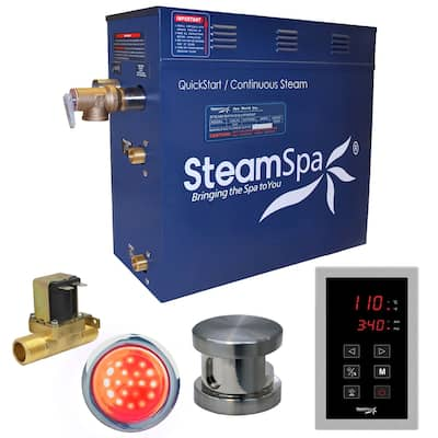 SteamSpa Indulgence 4.5 KW QuickStart Steam Bath Generator Package with Built-in Auto Drain in Brushed Nickel