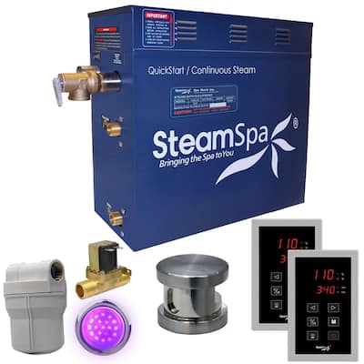 SteamSpa Royal 4.5 KW QuickStart Steam Bath Generator Package with Built-in Auto Drain in Brushed Nickel