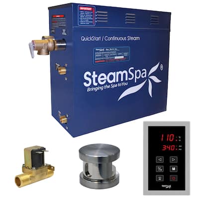 SteamSpa Oasis 7.5 KW QuickStart Steam Bath Generator Package with Built-in Auto Drain in Brushed Nickel