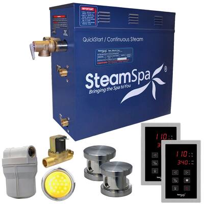 SteamSpa Royal 10.5 KW QuickStart Steam Bath Generator Package with Built-in Auto Drain in Brushed Nickel