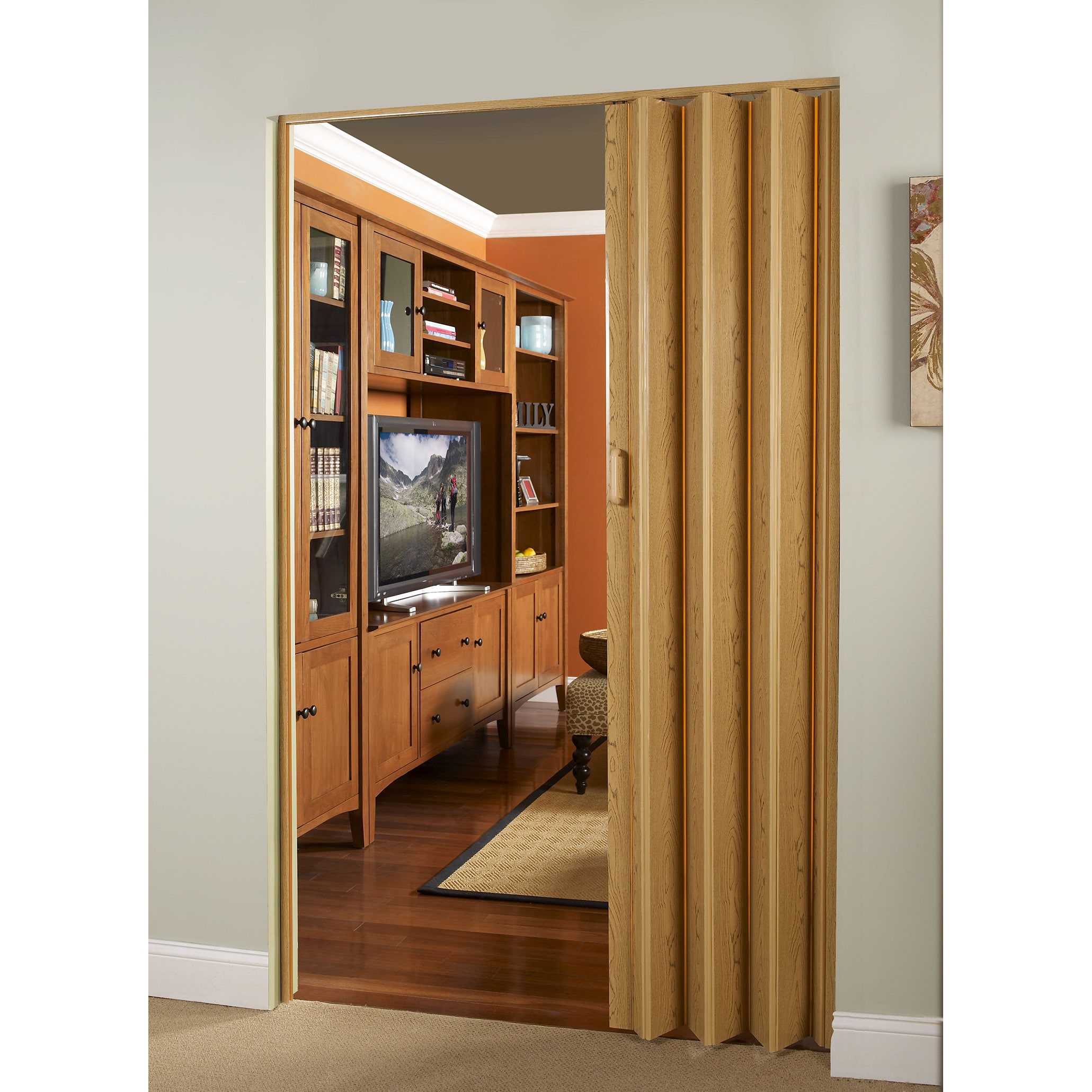 Spectrum Encore Oak PVC Folding Closet Door Accordion Door 36 x 80