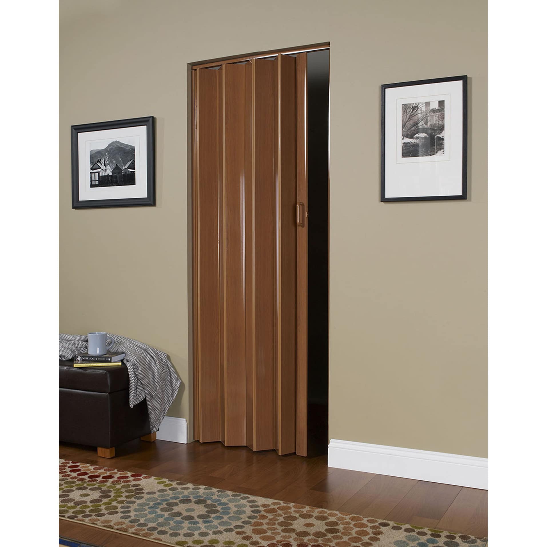 Oakmont Cherry PVC Folding Closet Door Accordion Door 36 x 80