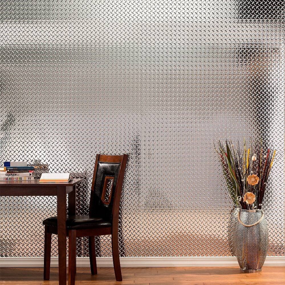 Fasade Diamond Plate Chrome 4 x 8 ft. Wall Panel