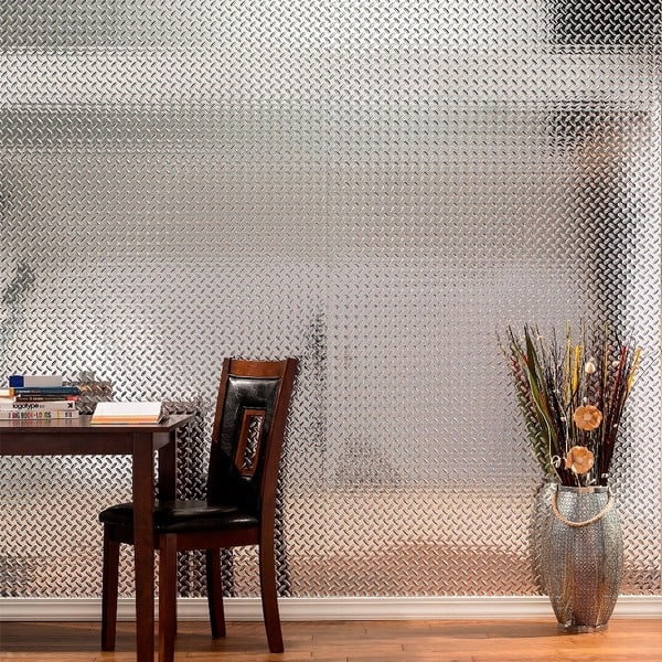 slide 2 of 3, Fasade Diamond Plate Chrome 4 x 8 ft. Wall Panel