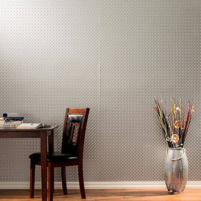 FASÄDE Diamond Plate 4-foot x 8-foot PVC Wall Panel in Argent Silver