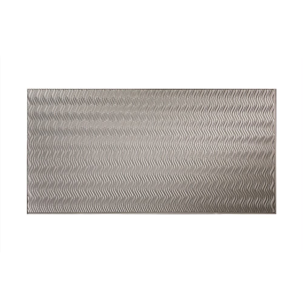 FASÄDE Current Vertical 4foot x 8foot PVC Wall Panel in Argent Silver