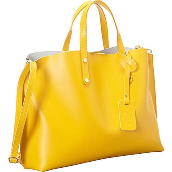 large yellow leather handbag