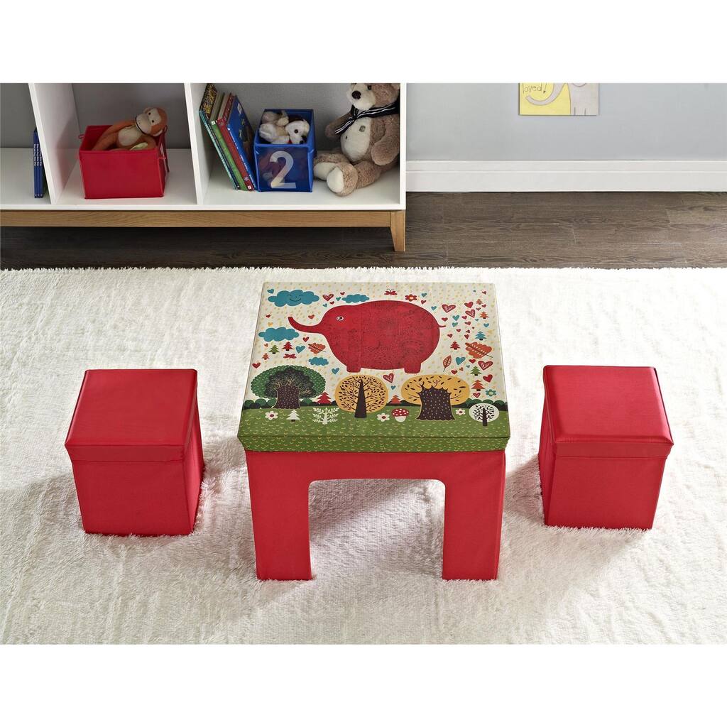 Altra Jamie Red Folding Kids Table/ Ottoman Set by Cosco