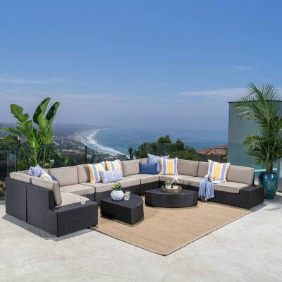 Best Sail Bridge 12-piece Brown Wicker Sofa Set with Cushions by Havenside Home