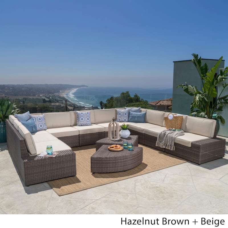 Best Sail Bridge 12-piece Brown Wicker Sofa Set with Cushions by Havenside Home