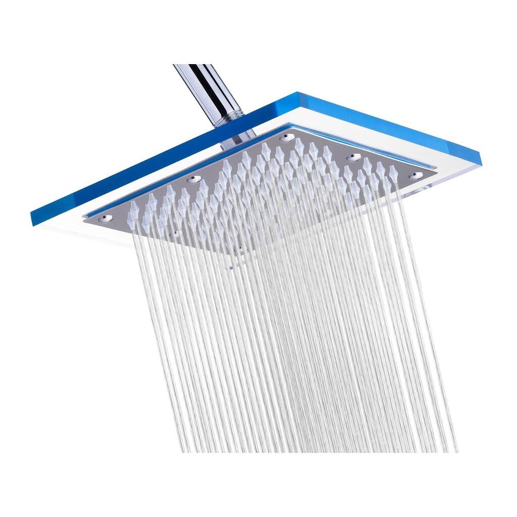 A-FlowT Luxury Rain 8-inch Square Stainless Steel Shower Head with Acrylic Sparkling Clear Glass