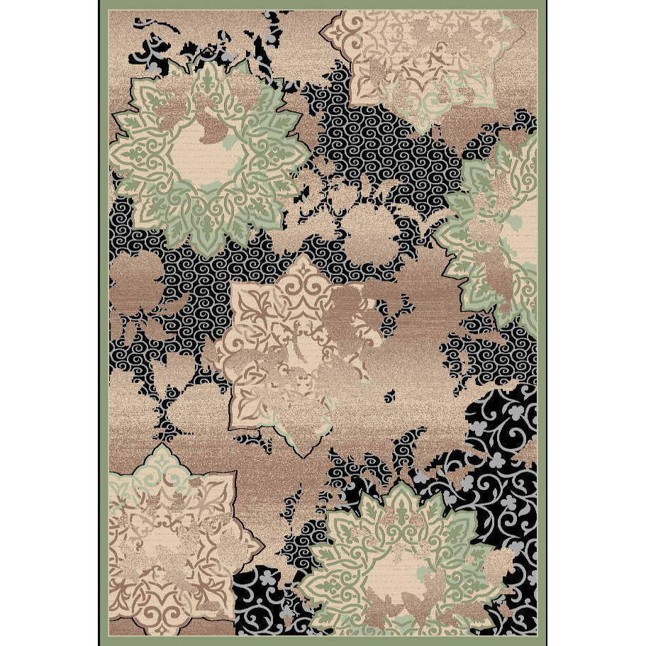 Couture Black/ Green Patterned Flowers Area Rug (53 x 77)   17620082