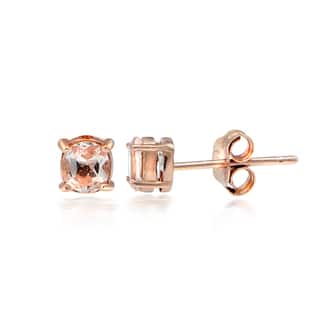 Morganite Gemstone Earrings For Less Glitzy Rocks 18k Rose Gold Over Silver Morganite Round Stud Earrings
