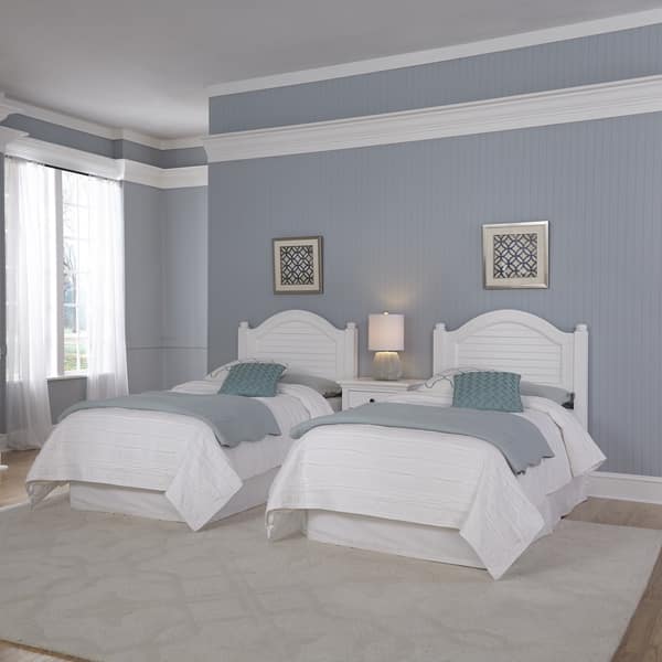 slide 2 of 5, Bermuda Set of 2 Twin Headboards and 1 Nightstand by Home Styles White