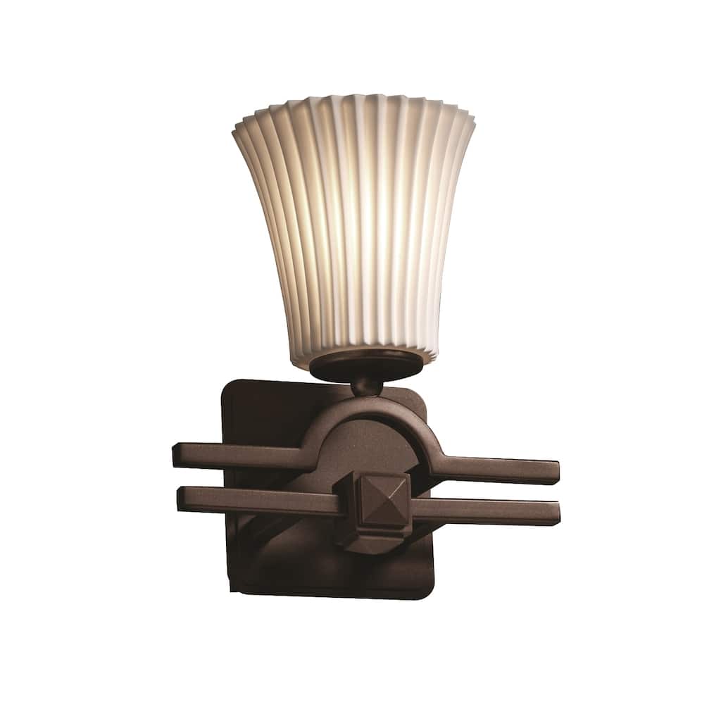 Justice Design Limoges Argyle 1-light Dark Bronze Wall Sconce, Pleats Round Flared Shade