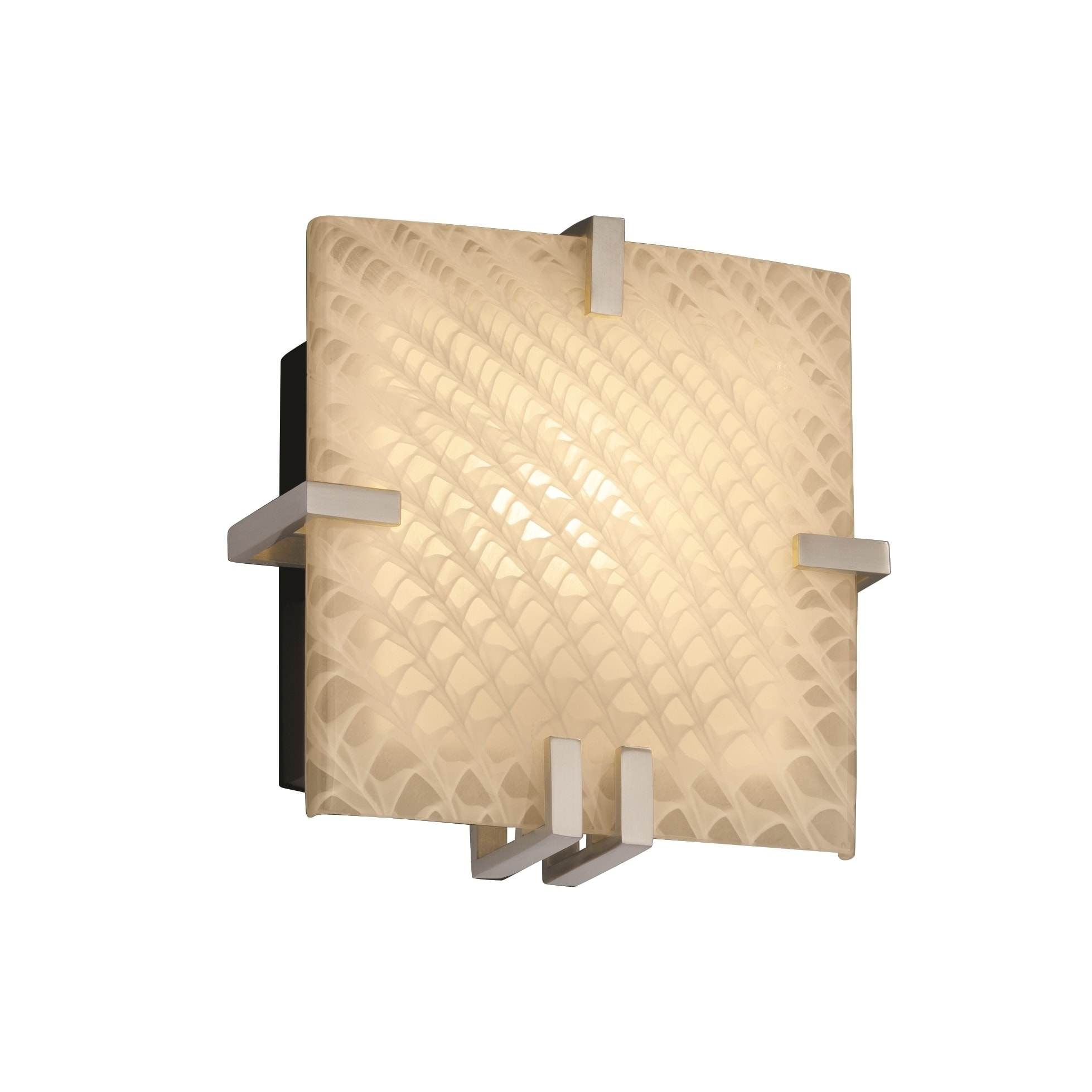 Justice Design Fusion Clips 1-light Brushed Nickel ADA Wall Sconce, Weave Shade