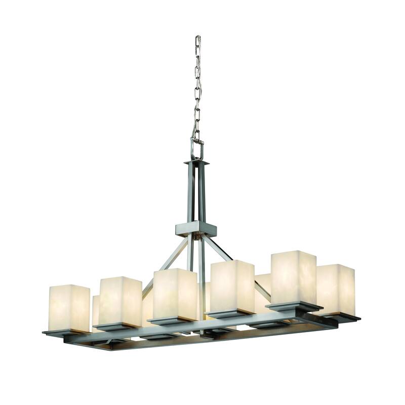 Clouds Montana 10-light Brushed Nickel Chandelier, Clouds Square - Flat Rim Shade