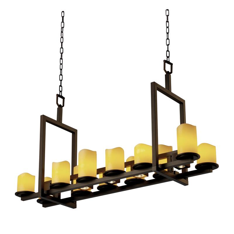 Justice Design CandleAria Dakota 12-up and 5-downlight Dark Bronze Chandelier, Short Shade