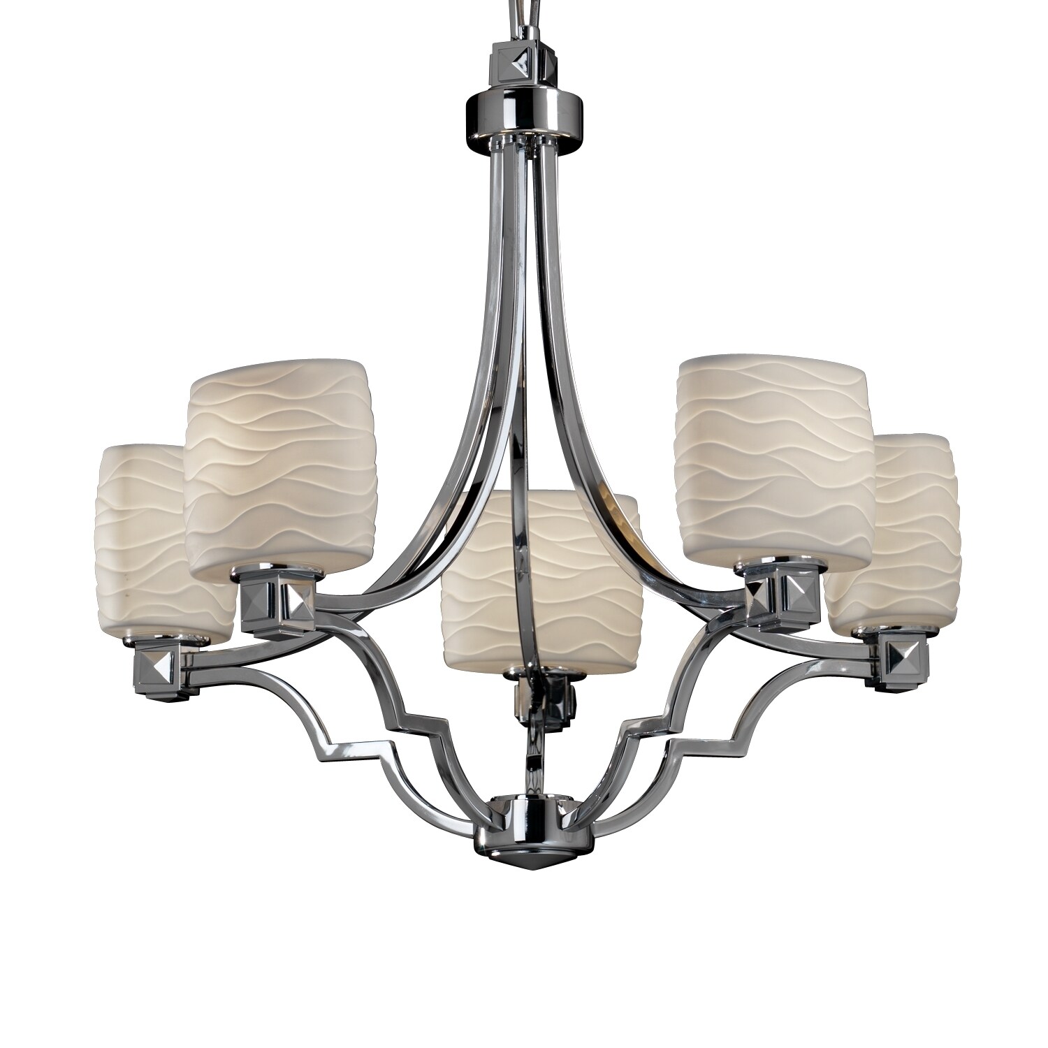 Justice Design Group Limoges Argyle 5-light Polished Chrome Chandelier, Waves Oval Shade (Polished Chrome, Waves) - Chandeliers For Bedrooms by Overstock.com