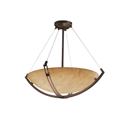 Justice Design Clouds Crossbar 42-inch Dark Bronze Round Bowl Pendant