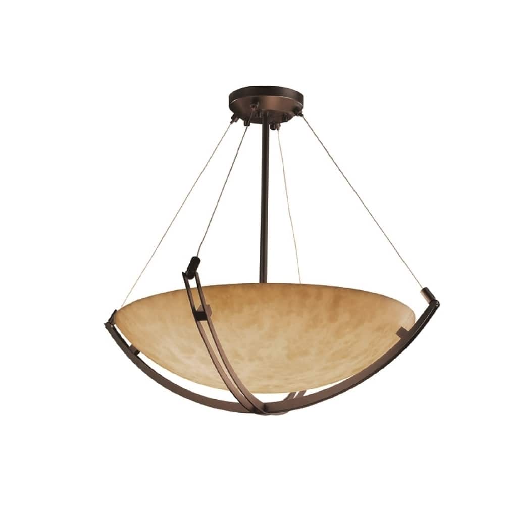Justice Design Clouds Crossbar 42-inch Dark Bronze Round Bowl Pendant