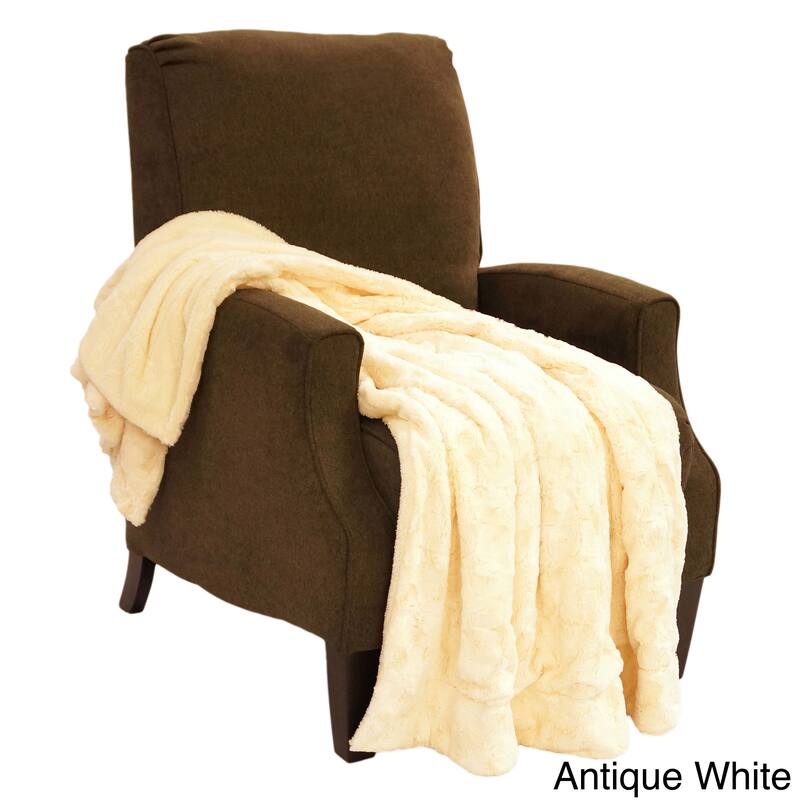 Swirl Faux Fur Throw Blanket 50"x60" - Antique White