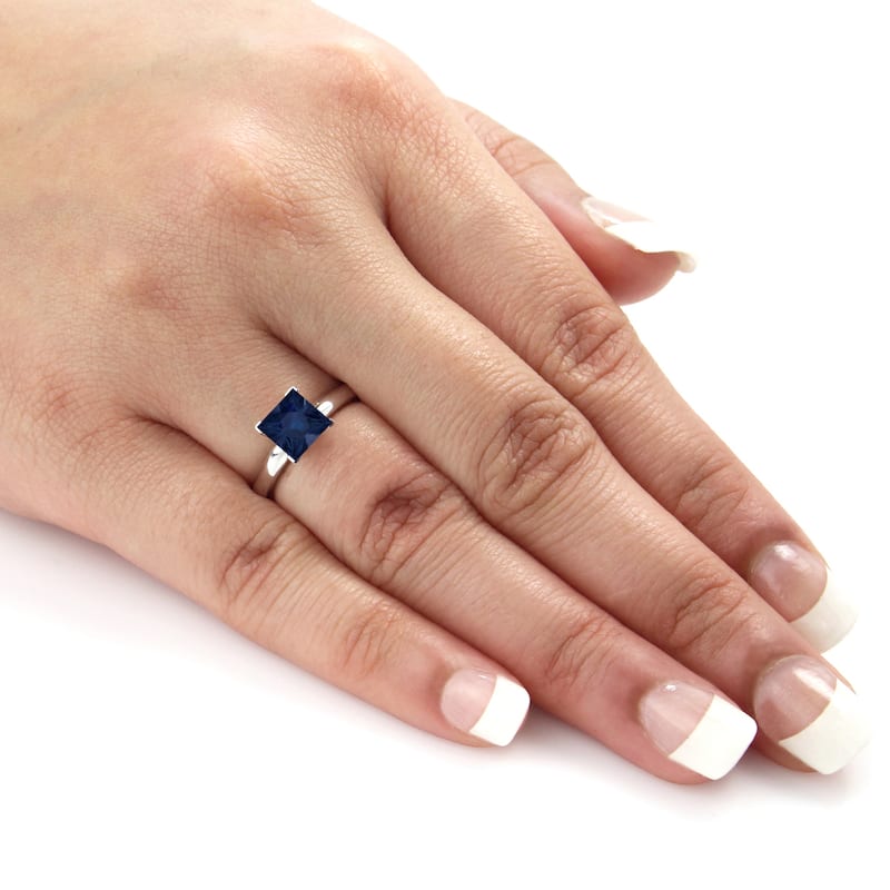 Auriya 14k Gold Princess-cut Sapphire Solitaire Engagement Ring 2ct TGW