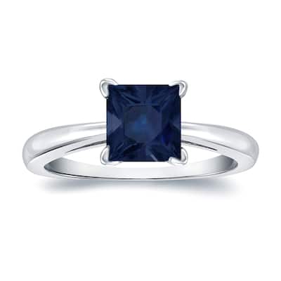 Auriya 14k Gold Princess-cut Sapphire Solitaire Engagement Ring 1 1/2ct TGW