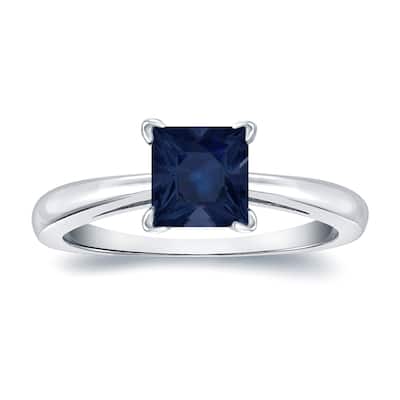 Auriya 14k Gold Princess-cut Sapphire Solitaire Engagement Ring 1ct TGW
