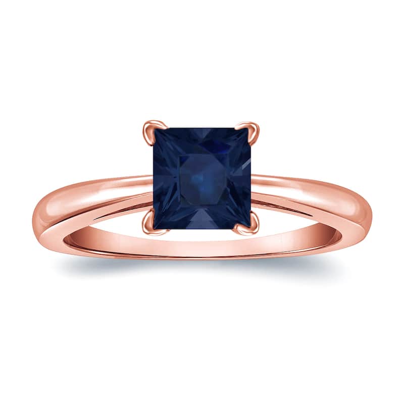 Auriya 14k Gold Princess-cut Sapphire Solitaire Engagement Ring 1ct TGW